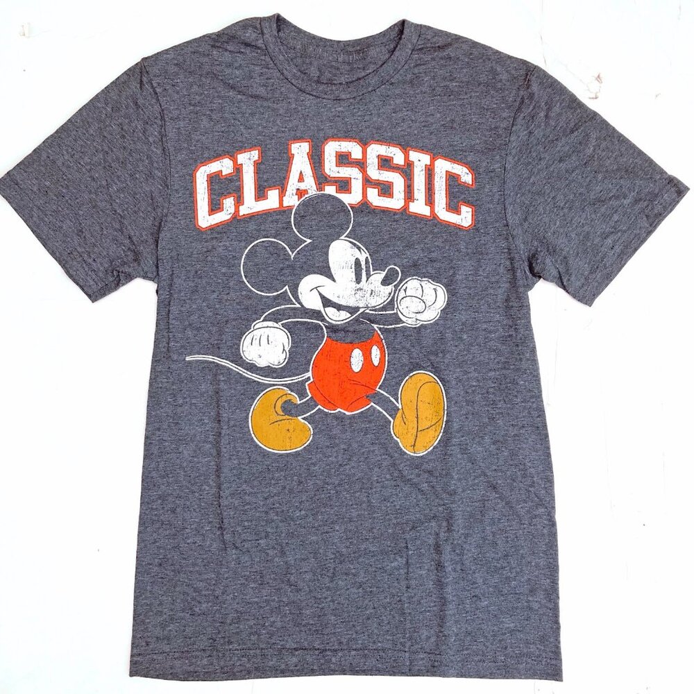Disney Mickey Mouse Classic Distressed Print Men's Navy Heather T-Shirt Medium